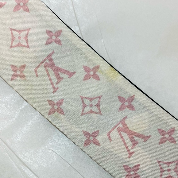 Louis Vuitton Black & Pink Silk Narrow Scarf with Monogram Motifs